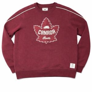 Roots Canada Burgundy Maple Leaf Crewneck Sweatshirt | Size Small